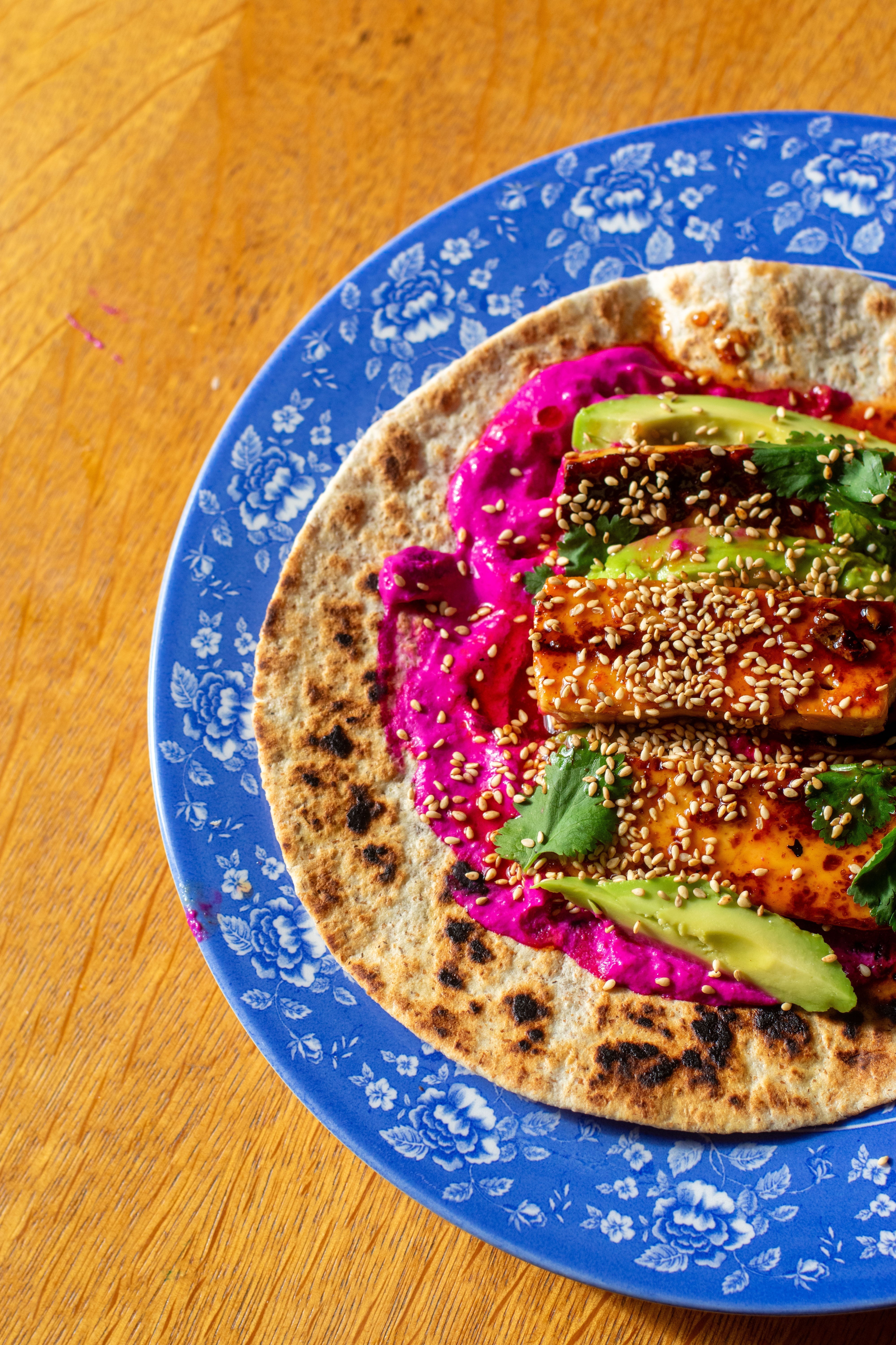 Sriracha Caramel Candied Halloumi Flatbread