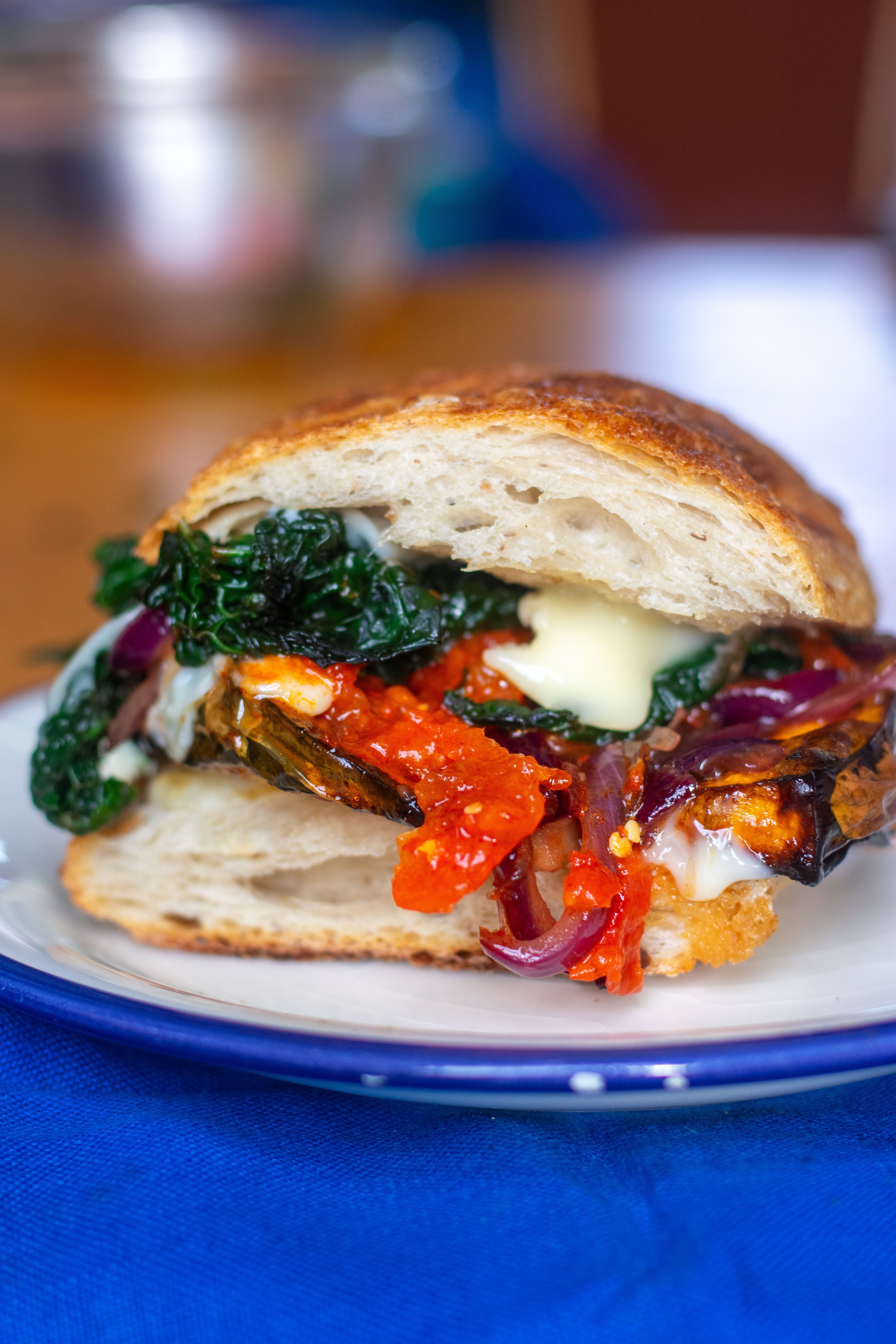 Roasted Crown Prince Pumpkin & Sriracha Caramelized Onion Sandwich