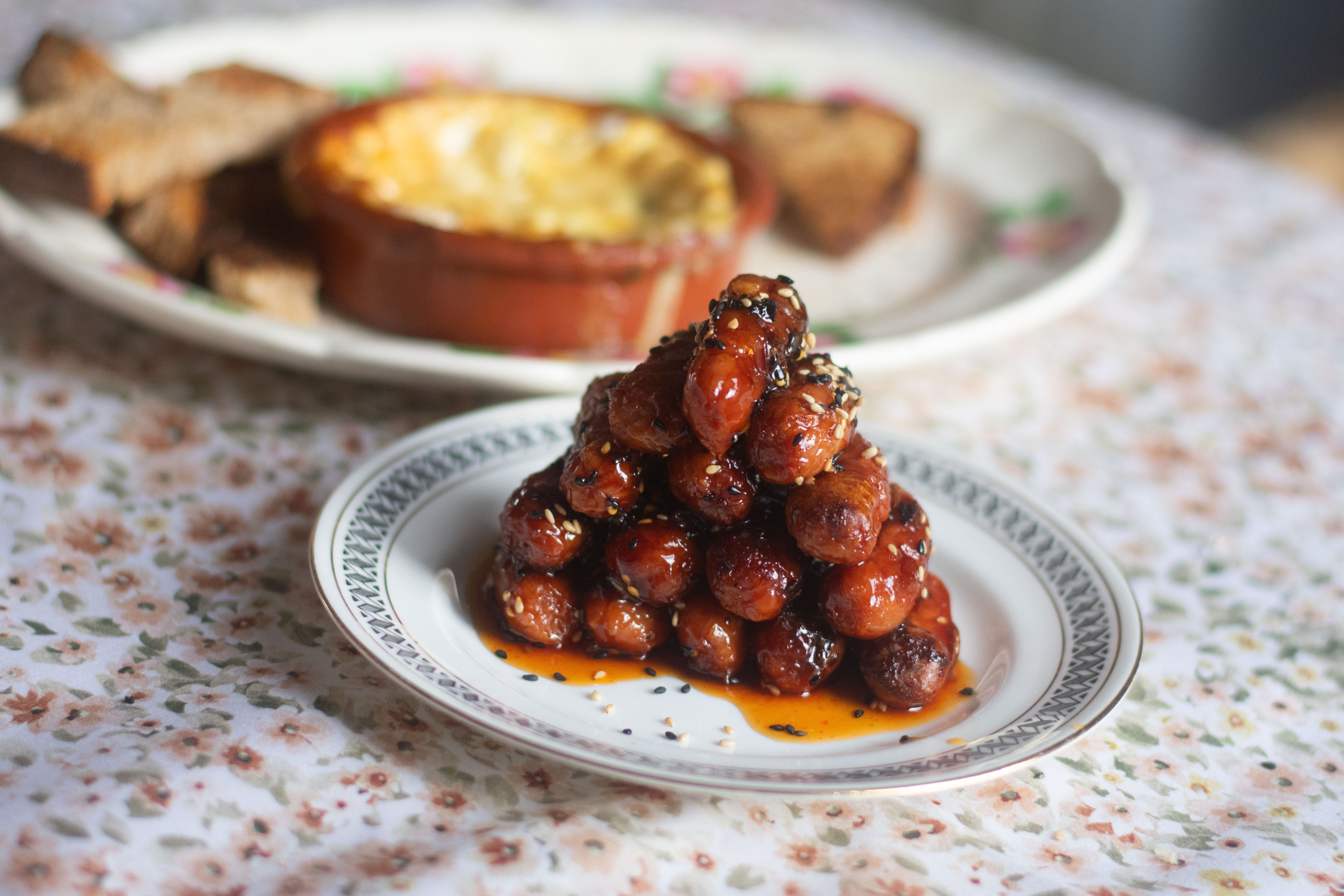 Sriracha Caramel Cocktail Sausages